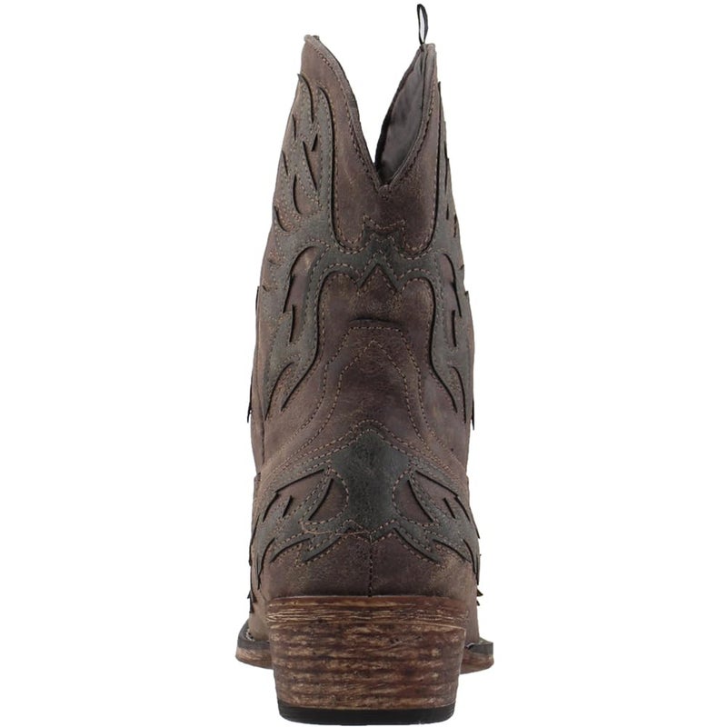 ROPER Womens Amelia Tooled Inlay Snip Toe Casual Boots Ankle Low Heel 1-2" - Brown - Size 7.5 B - Image 3